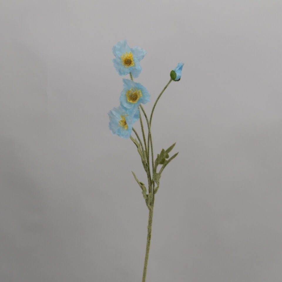 Yapay Çiçek 4lü Gelincik Dalı 60 cm Açık mavi