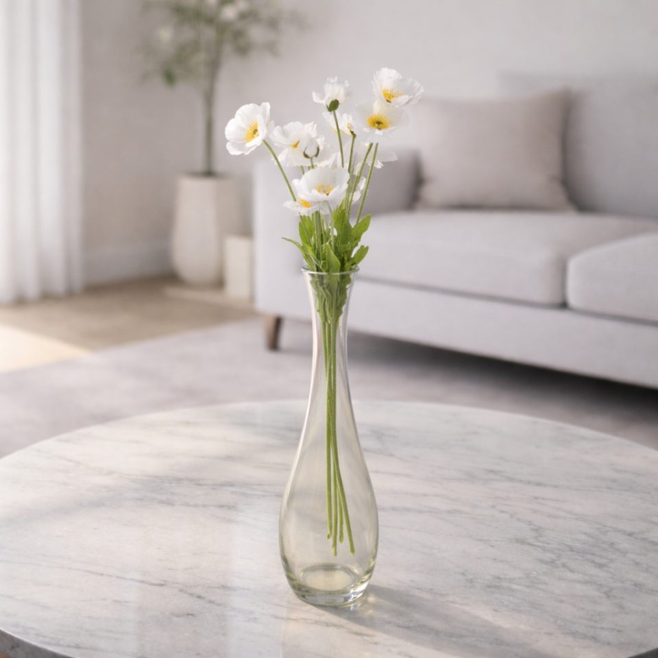 Yapay Çiçek 4lü Gelincik Dalı 60 cm Beyaz