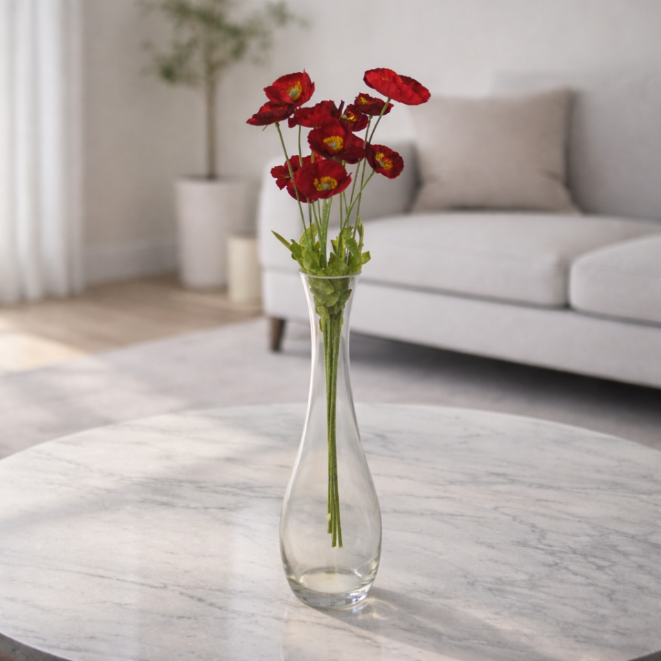 Yapay Çiçek 4lü Gelincik Dalı 60 cm Kırmızı