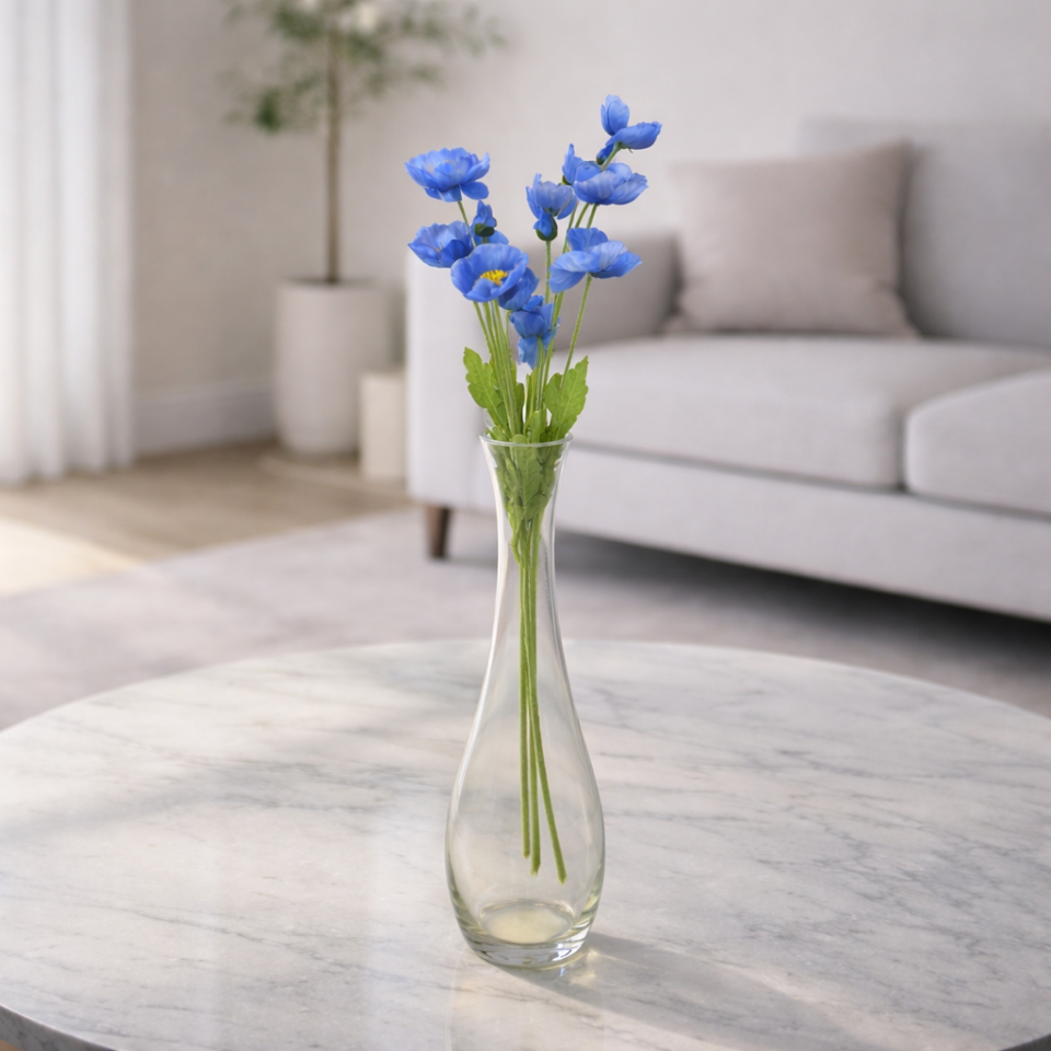 Yapay Çiçek 4lü Gelincik Dalı 60 cm Lacivert