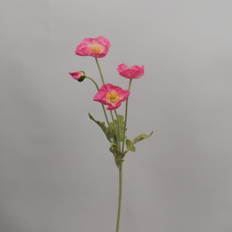Yapay Çiçek 4lü Gelincik Dalı 60 cm Pembe