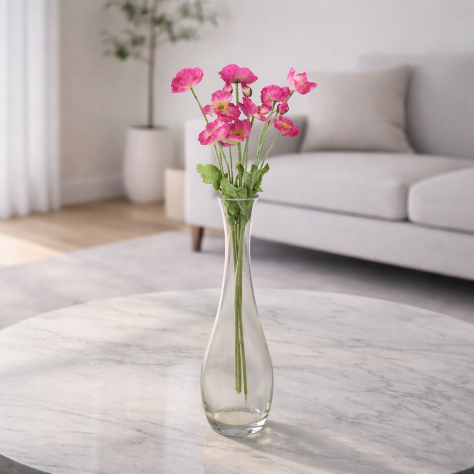 Yapay Çiçek 4lü Gelincik Dalı 60 cm Pembe