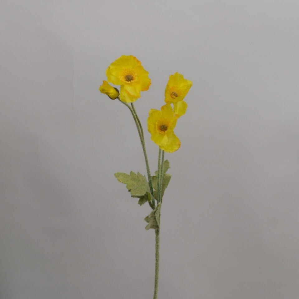 Yapay Çiçek 4lü Gelincik Dalı 60 cm Sarı