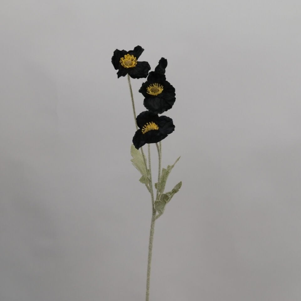 Yapay Çiçek 4lü Gelincik Dalı 60 cm Siyah
