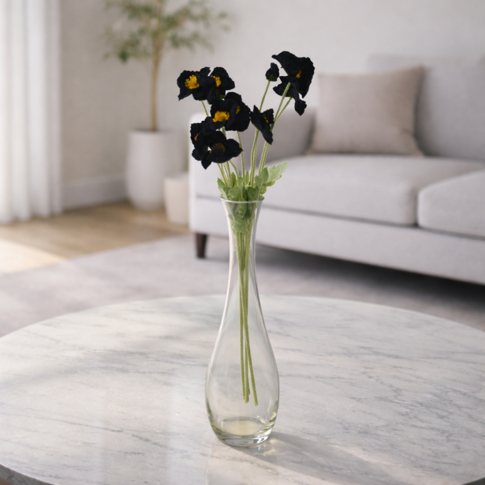 Yapay Çiçek 4lü Gelincik Dalı 60 cm Siyah