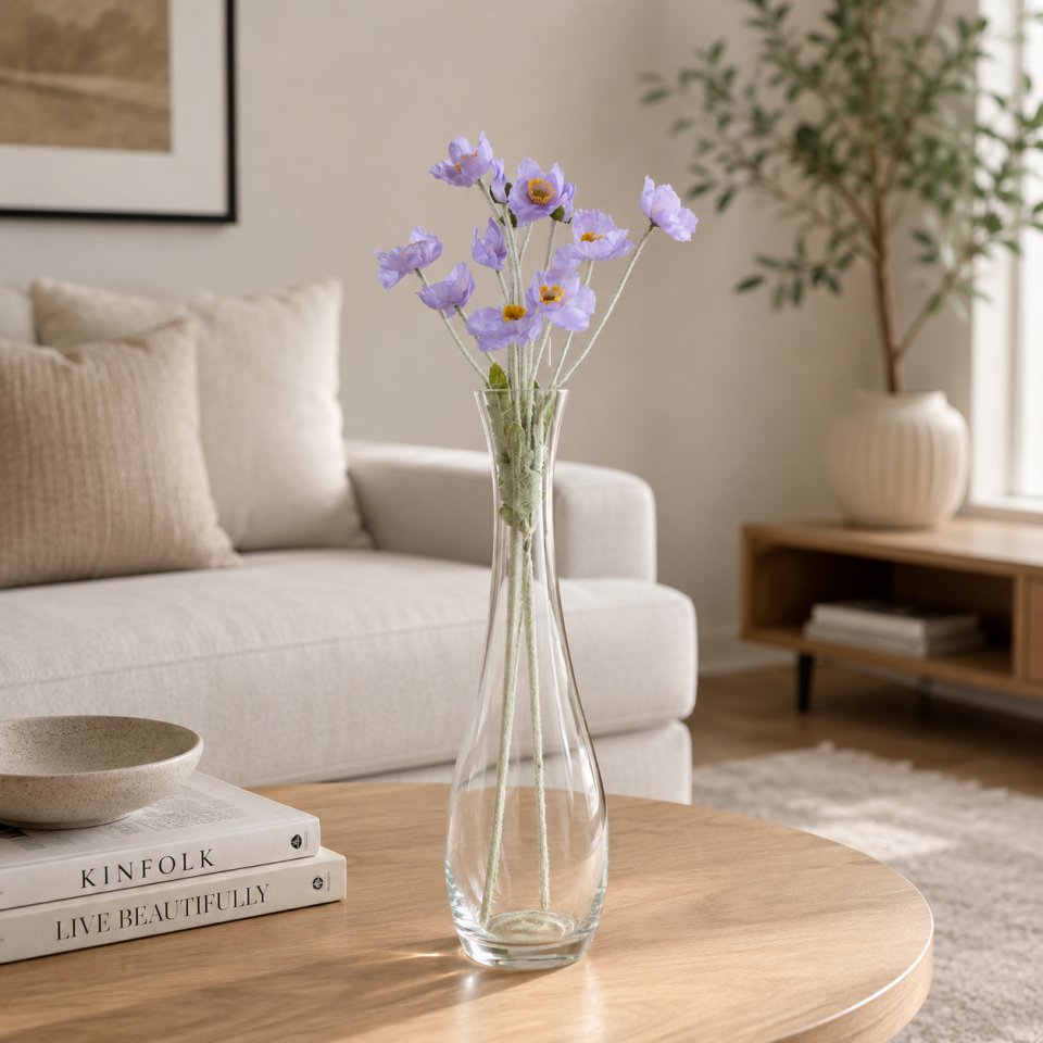 Yapay Çiçek 4lü Gelincik Dalı 60 cm Lila