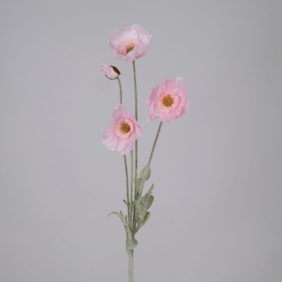 Yapay Çiçek 4lü Gelincik Dalı 60 cm Toz Pembe