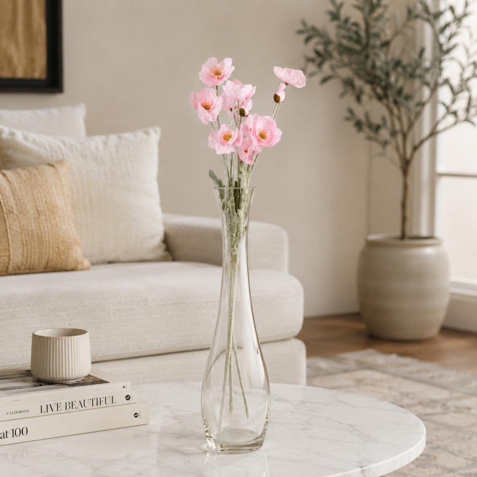 Yapay Çiçek 4lü Gelincik Dalı 60 cm Toz Pembe