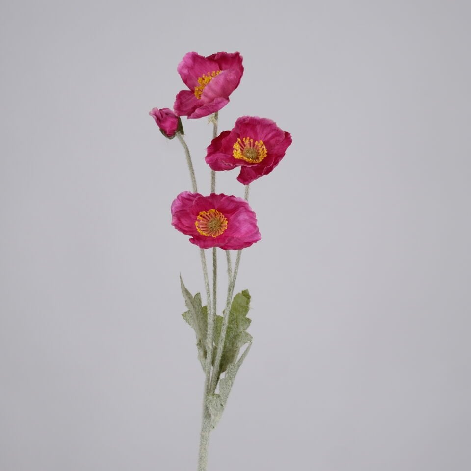 Yapay Çiçek 4lü Gelincik Dalı 60 cm Fuşya