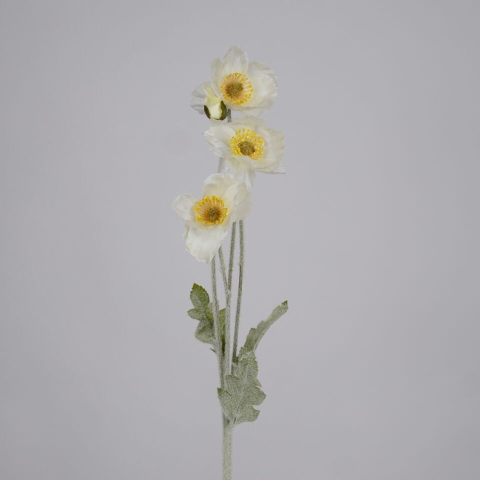 Yapay Çiçek 4lü Gelincik Dalı 60 cm Kırık Beyaz