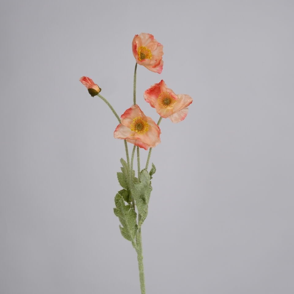 Yapay Çiçek 4lü Gelincik Dalı 60 cm Somon