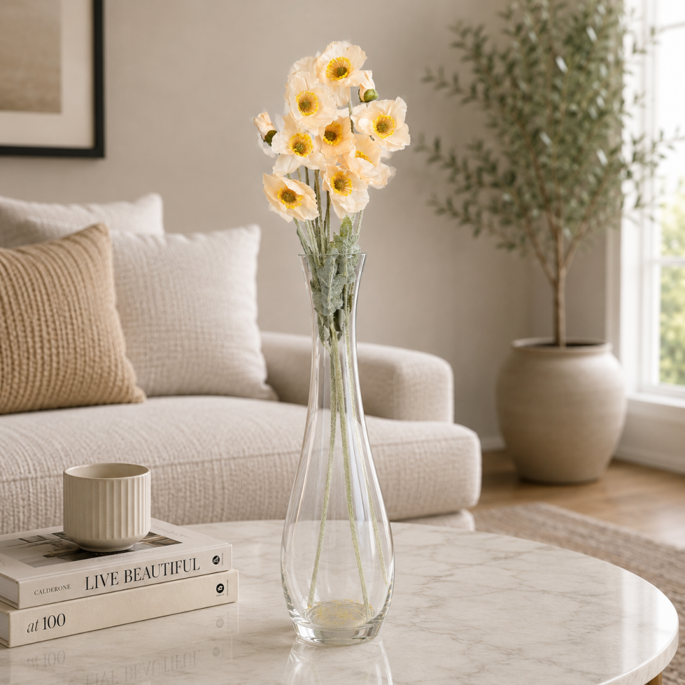 Yapay Çiçek 4lü Gelincik Dalı 60 cm Kavun İçi