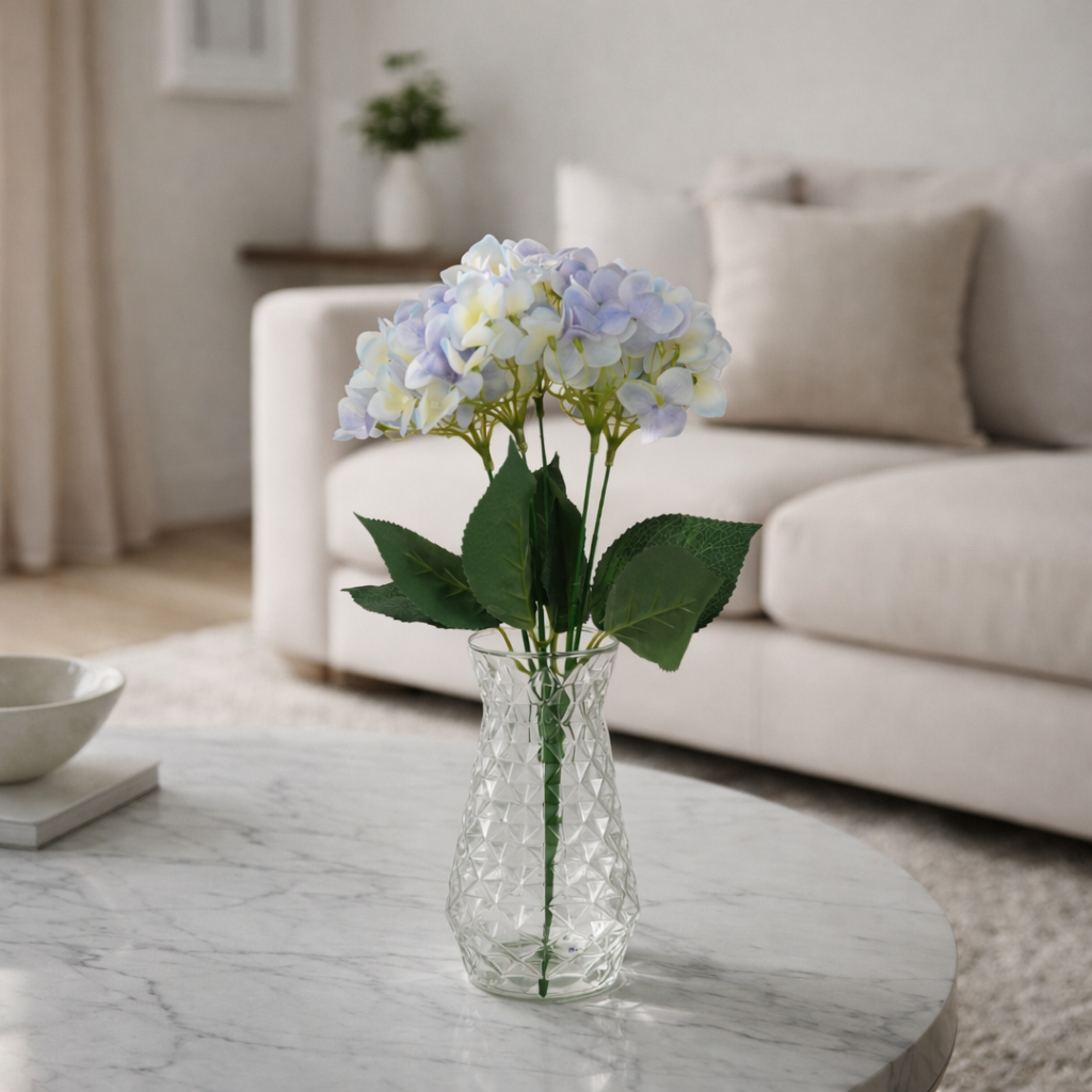 Yapay Lüx 5 Dallı Islak Ortanca Demeti 45 cm Pastel Çok Renkli