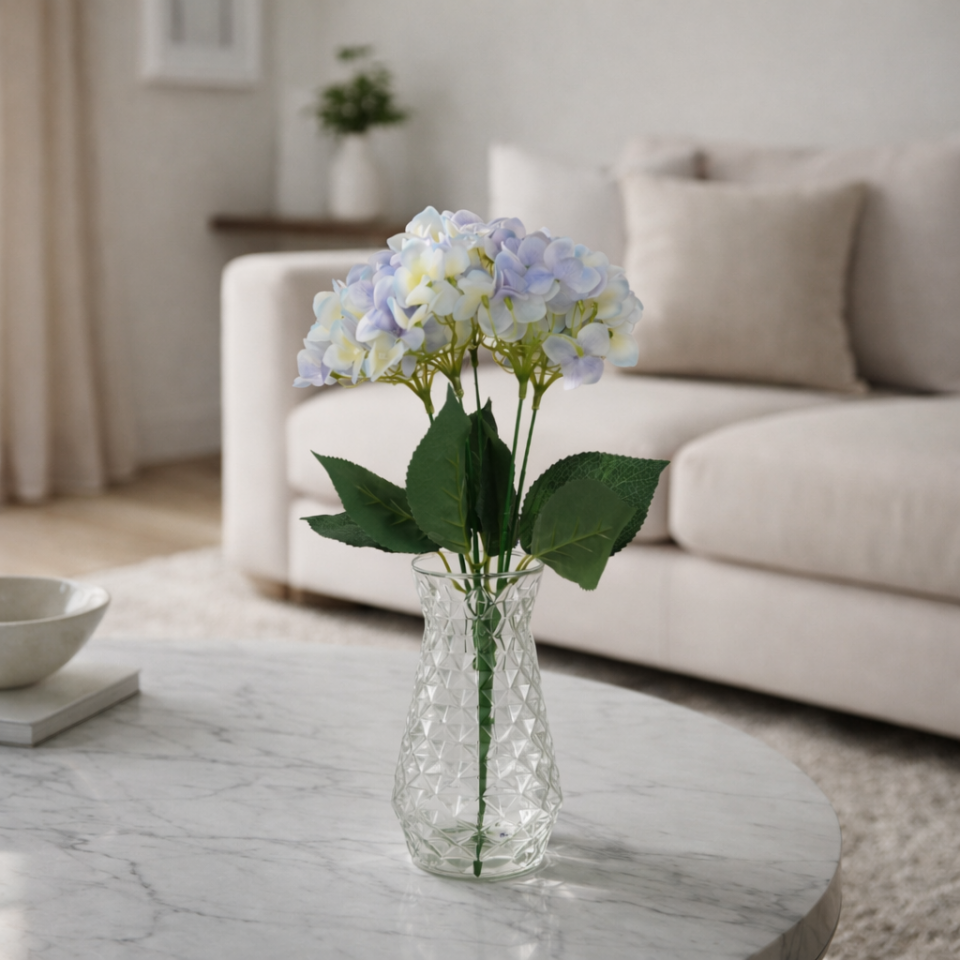 Yapay Lüx 5 Dallı Islak Ortanca Demeti 45 cm Pastel Çok Renkli