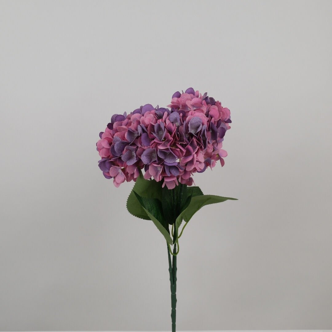 Yapay Lüx 5 Dallı Ortanca Demeti 45 cm Mor Pembe