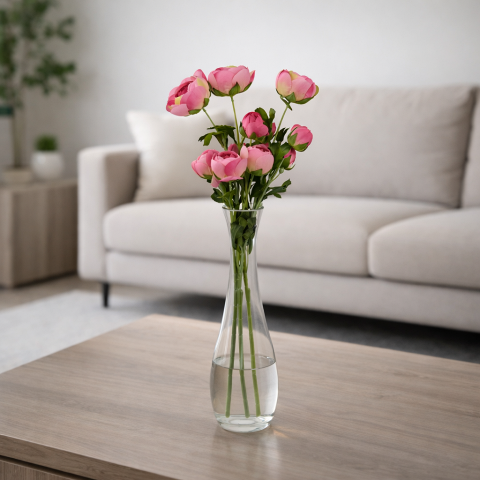 Yapay Uzun Dal 4lü Gül 63 cm Fuşya