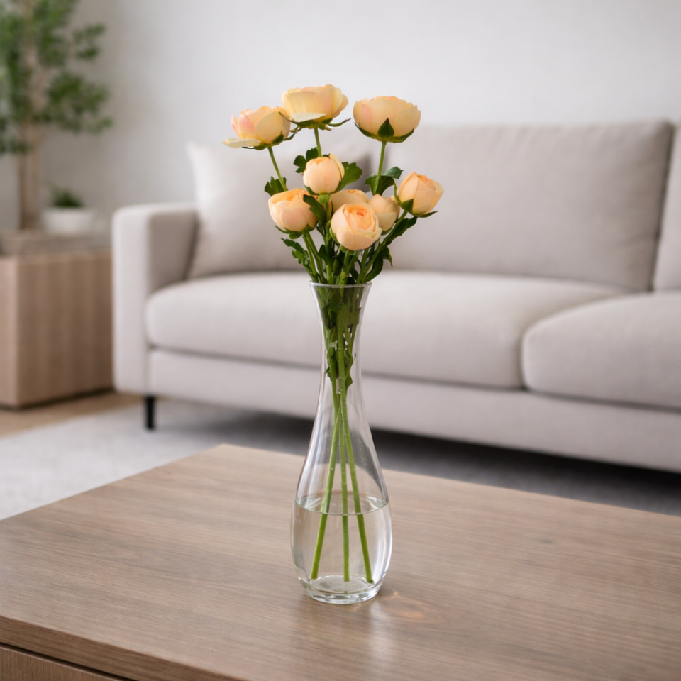 Yapay Uzun Dal 4lü Gül 63 cm Somon
