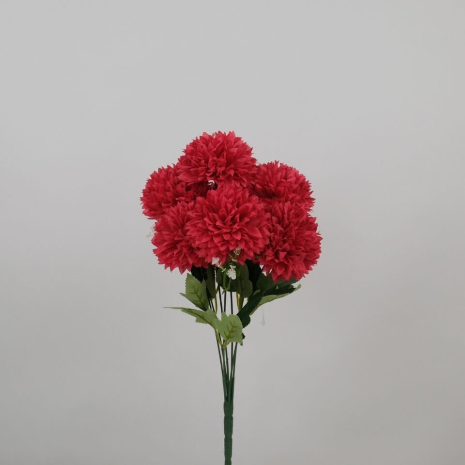 Yapay 7li Krizantem Çiçeği 42 cm Kırmızı