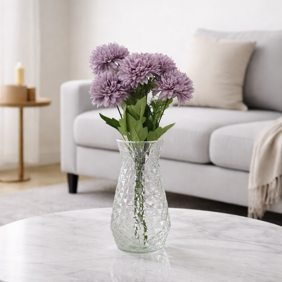 Yapay 7li Krizantem Çiçeği 42 cm Lila
