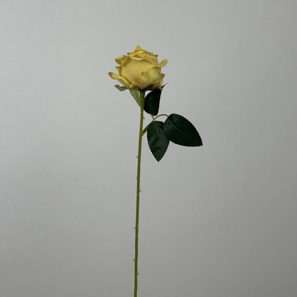 Yapay Kadife Gül Dalı 50 cm Sarı