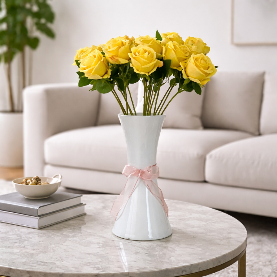 Yapay Kadife Gül Dalı 50 cm Sarı