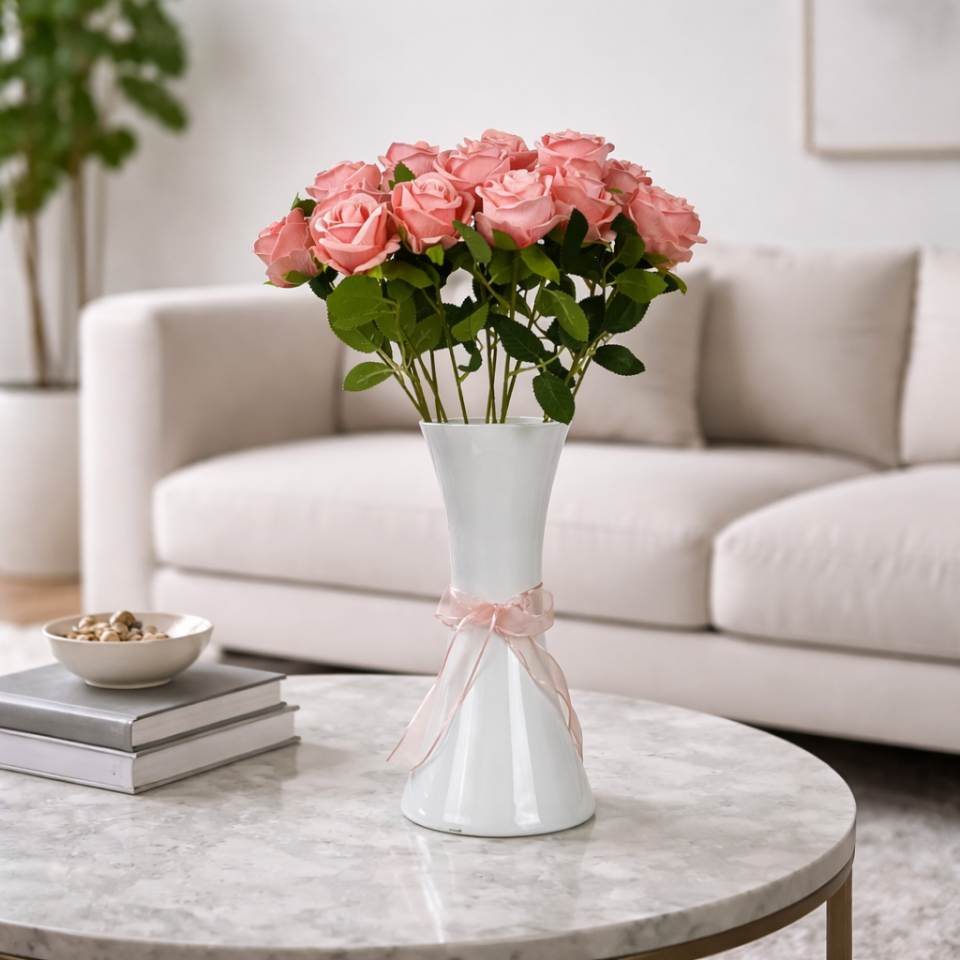 Yapay  Kadife Gül Dalı 50 cm Soft Pembe