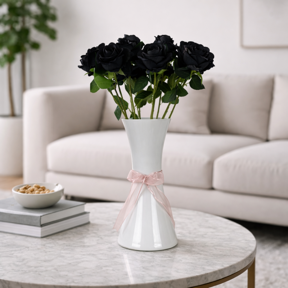 Yapay  Kadife Gül Dalı 50 cm Siyah