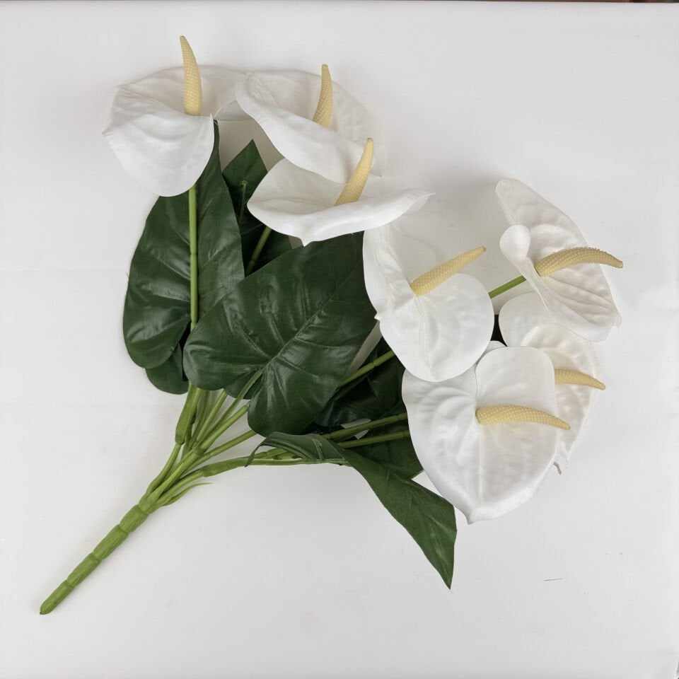 Yapay Islak Antoryum Bitkisi 45 cm Beyaz