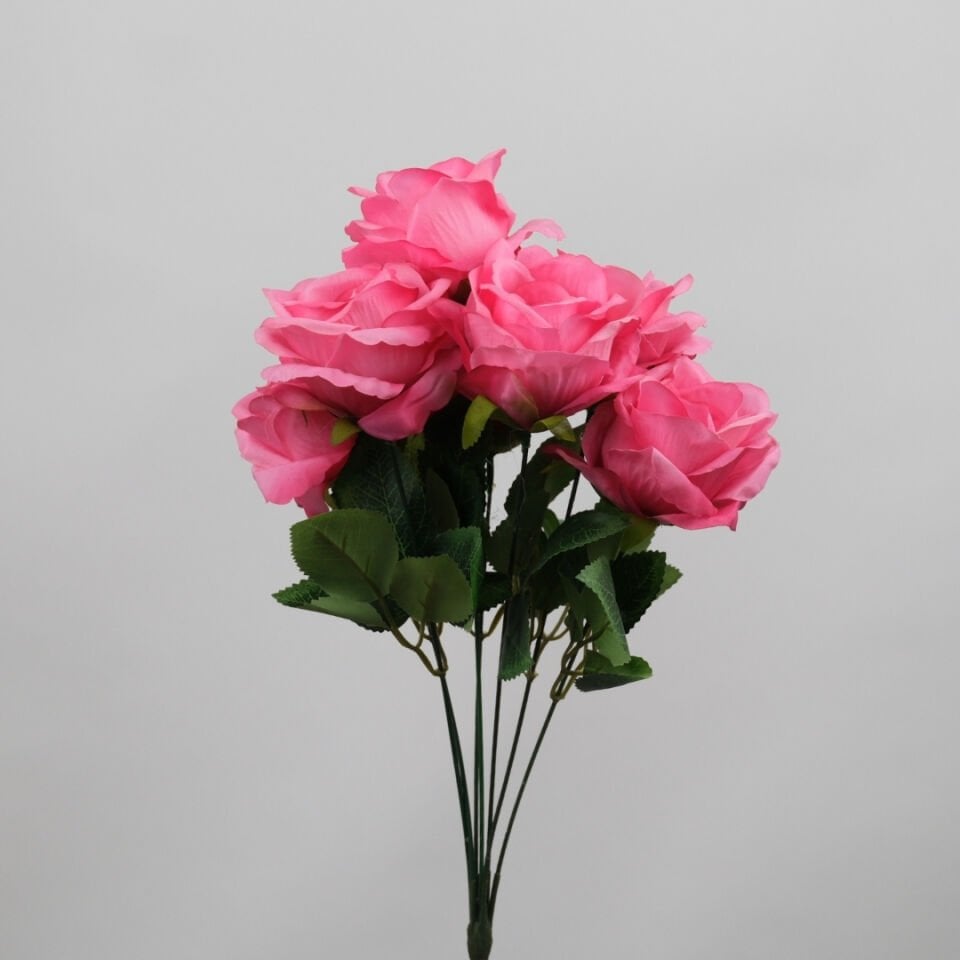Yapay Çiçek 7 Dallı Gülü Demeti 40 cm pembe