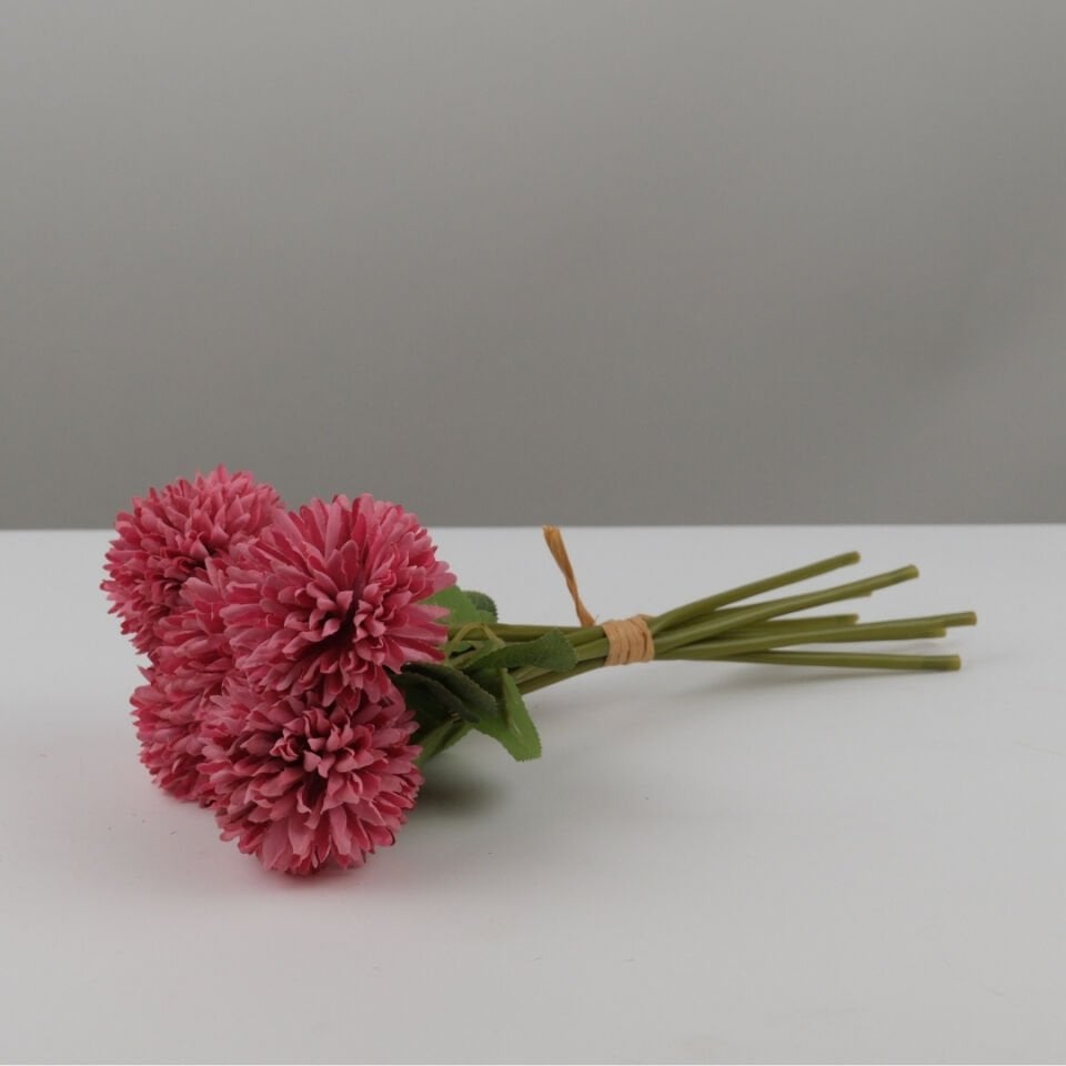 Yapay Çiçek Top Krizantem 7li Mini Kartopu Demeti 30 cm Fuşya