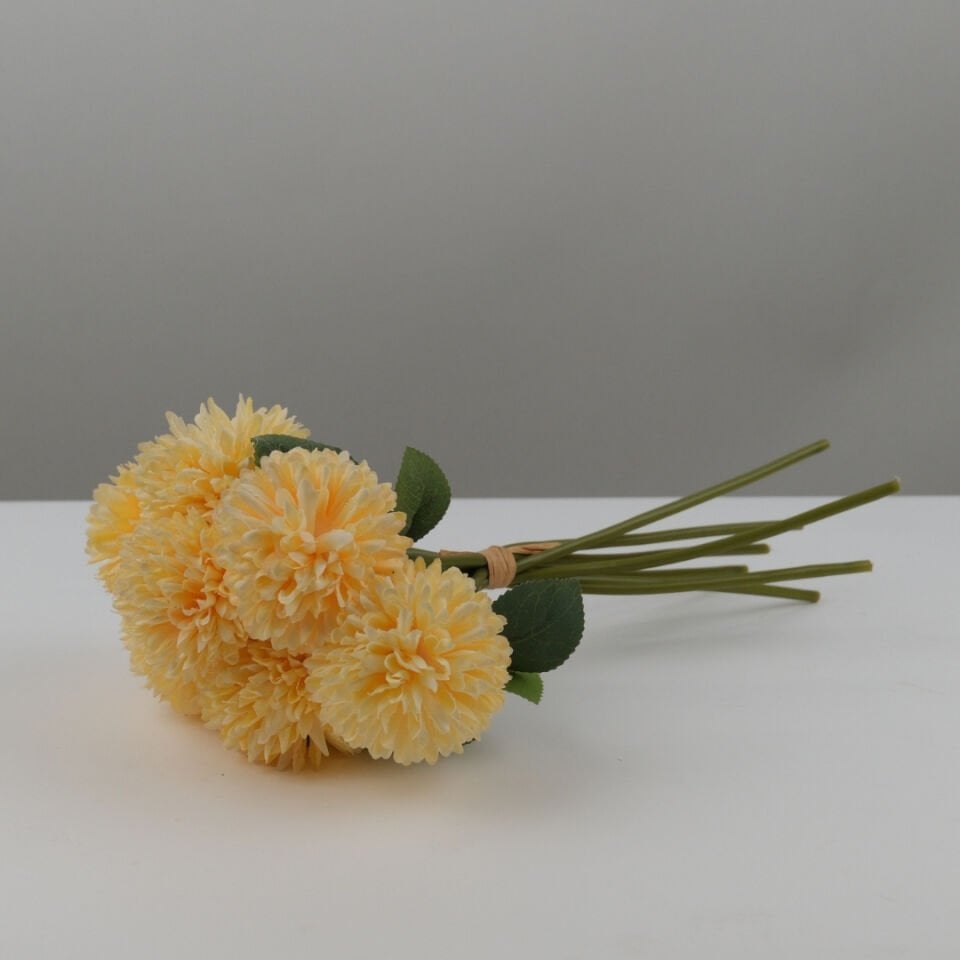 Yapay Çiçek Top Krizantem 7li Mini Kartopu Demeti 30 cm Kavun İçi