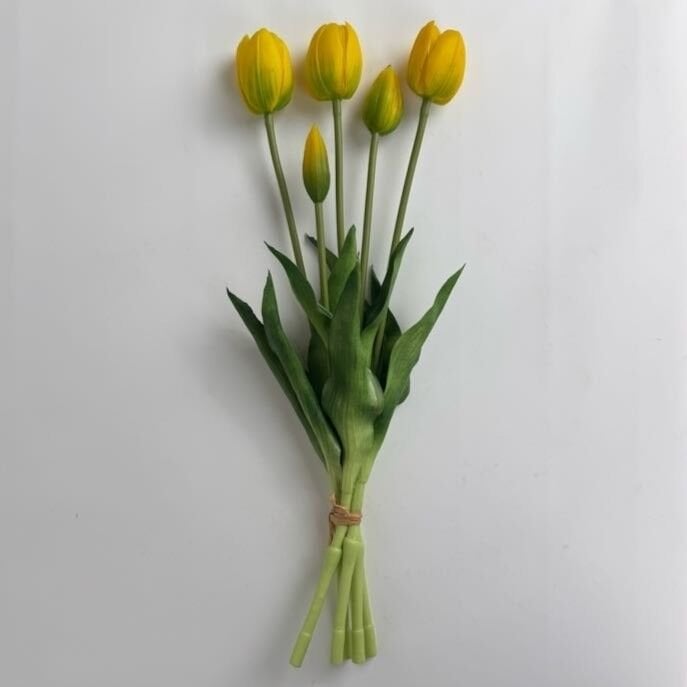 Gerçek Dokulu Lüx 5 Dallı Tulipa Lale Buketi  sarı