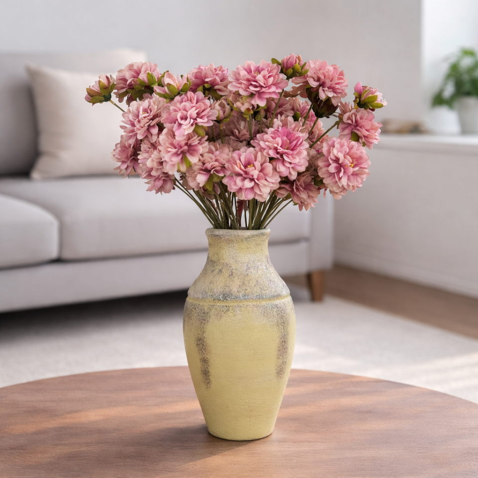 Yapay 9lu Kasımpatı Dalı 45 cm Pembe