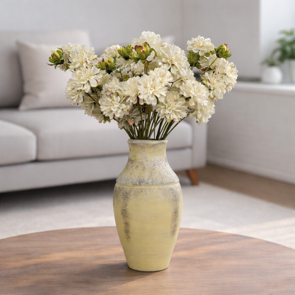 Yapay 9lu Kasımpatı Dalı 45 cm Beyaz