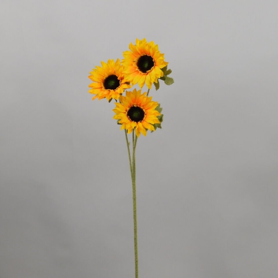 Yapay 3lü Ayçiçeği Dalı 60 Cm
