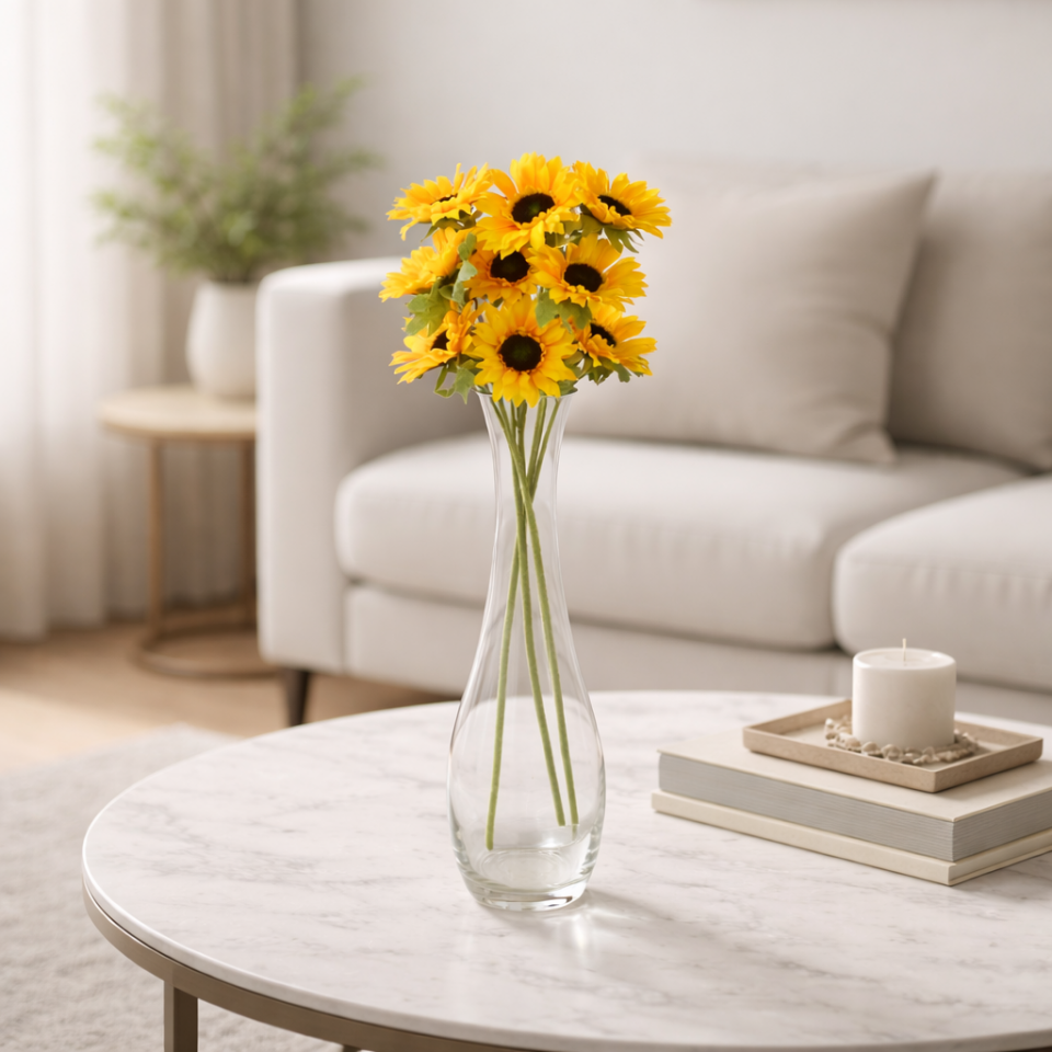 Yapay 3lü Ayçiçeği Dalı 60 Cm