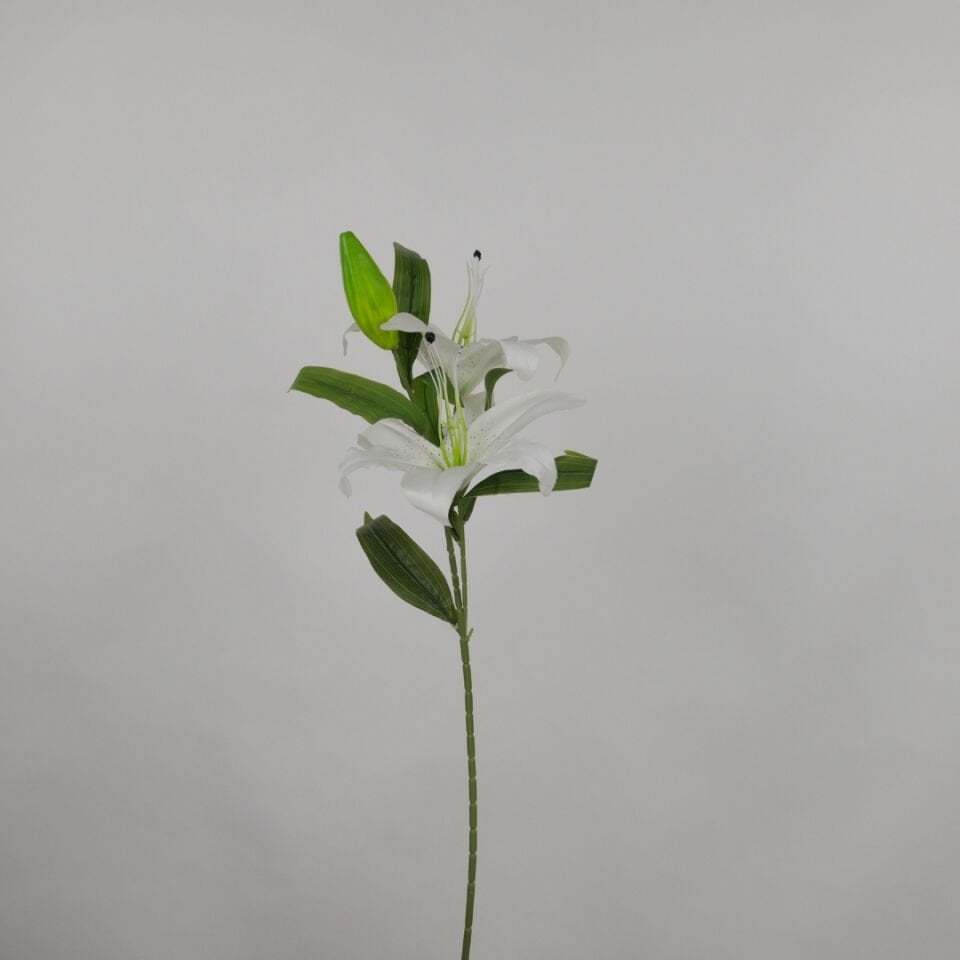 Uzun Dal Kaliteli Yapay Lilyum Zambak Çiçeği 70 cm Beyaz