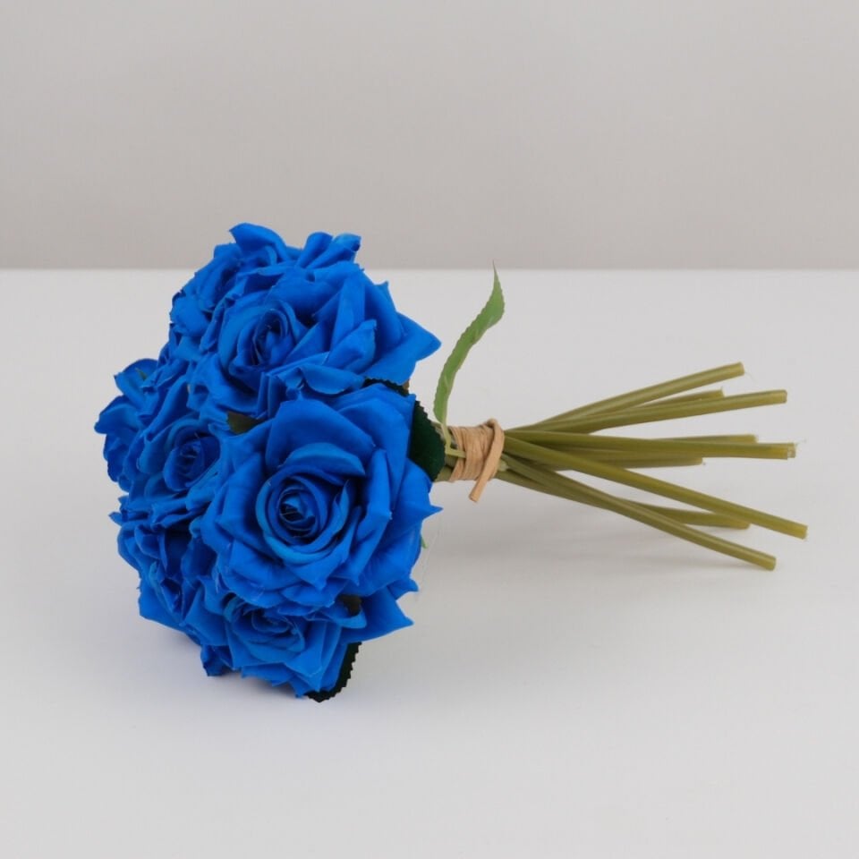 10lu Lüx Gul Demeti 25 cm Saks Mavi