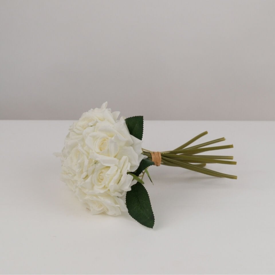 10lu Lüx Gul Demeti 25 cm  Beyaz