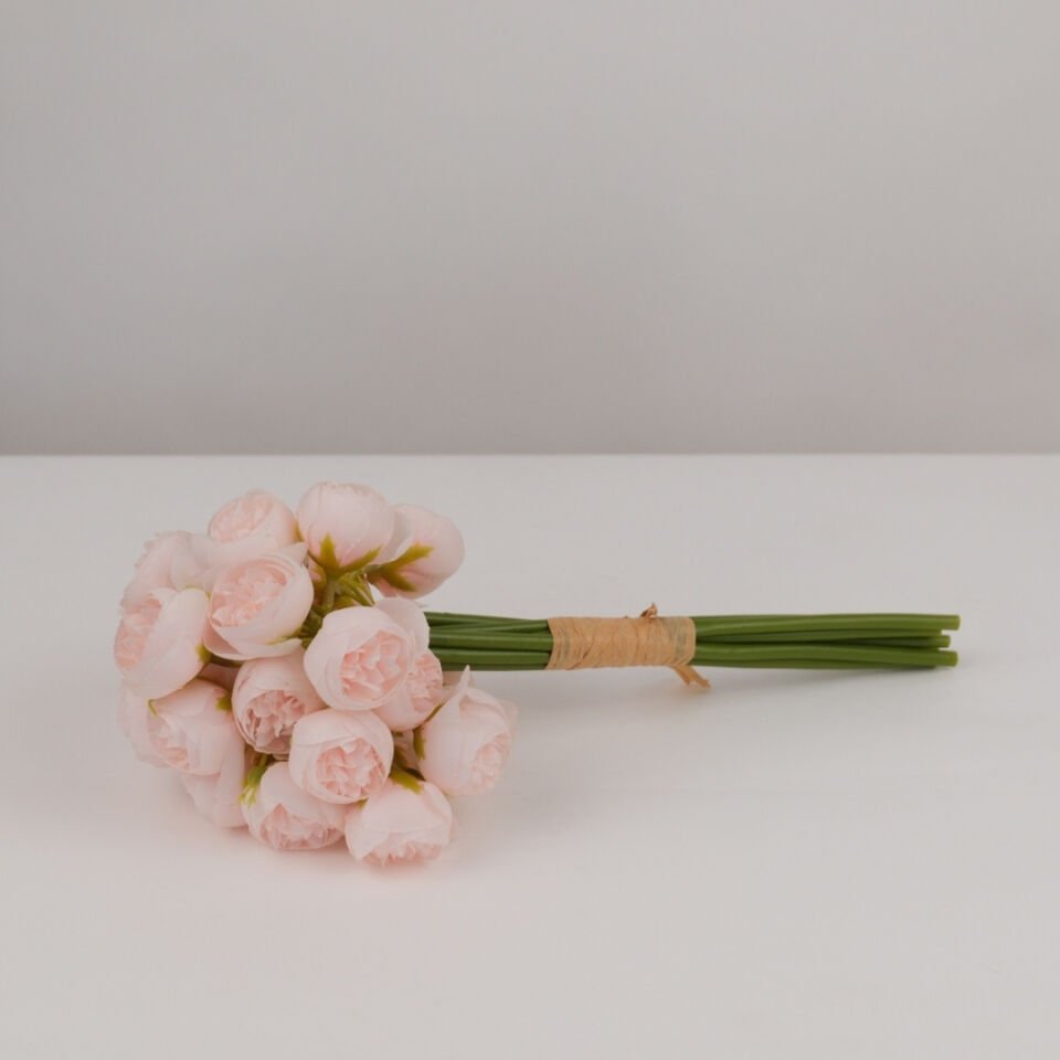 Yapay 27li Mini Kafa Erengül Demeti 30 cm Pembe