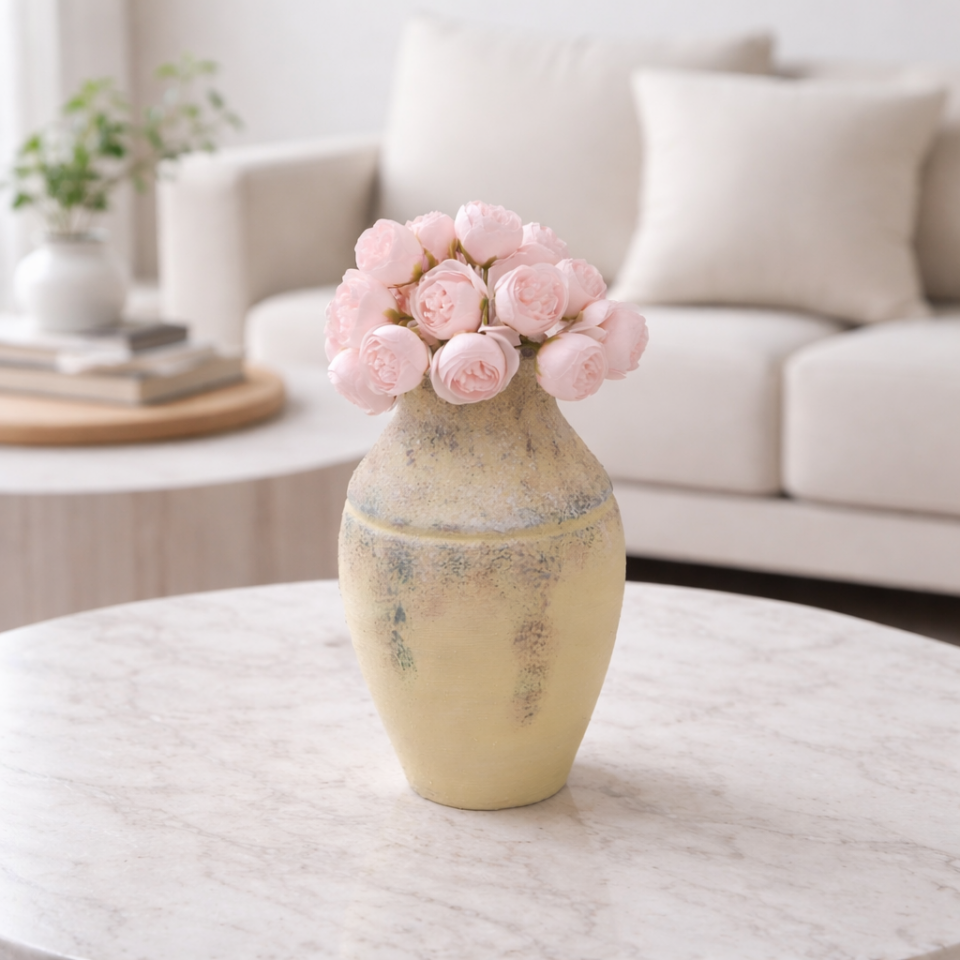 Yapay 27li Mini Kafa Erengül Demeti 30 cm Pembe