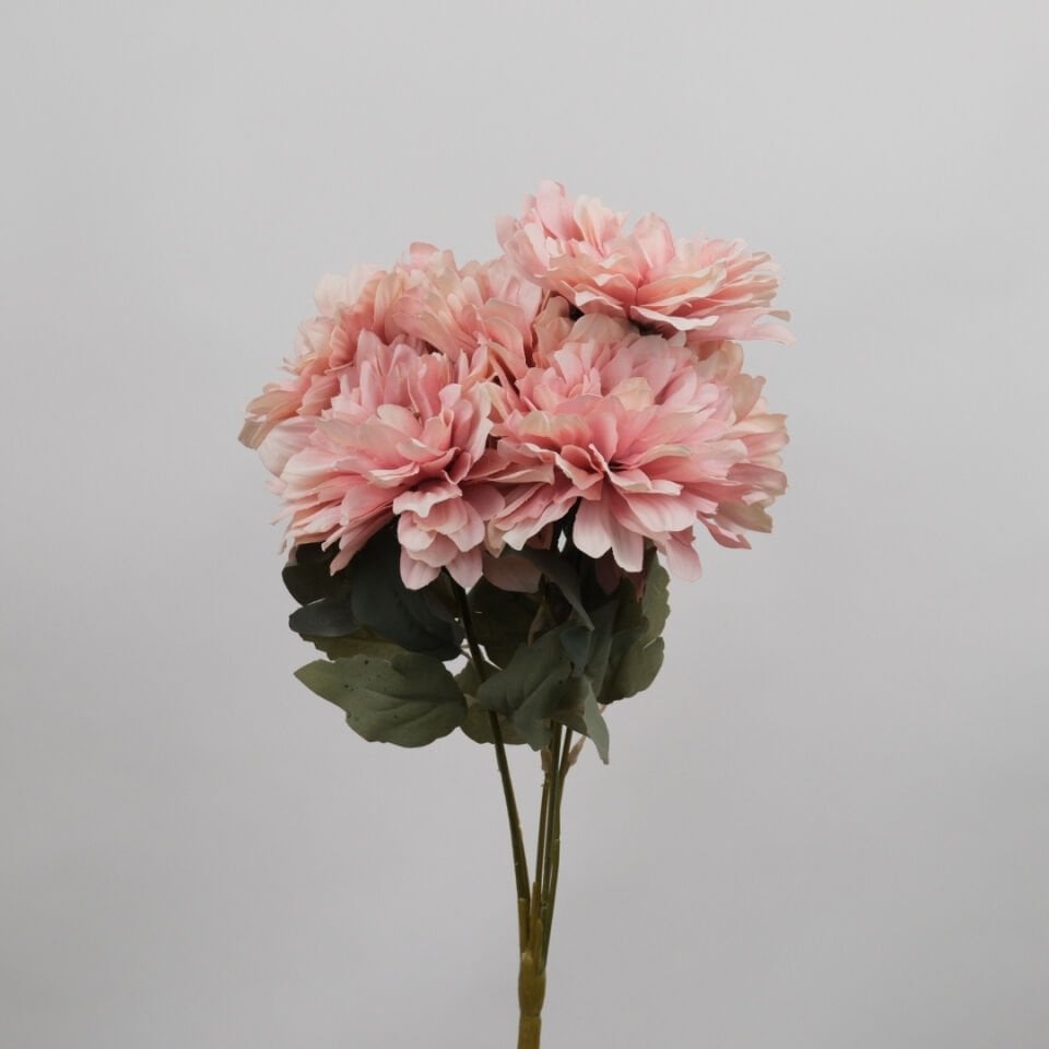 Yapay Çiçek 7li Dahlia Demeti 33 cm Pudra Pembe