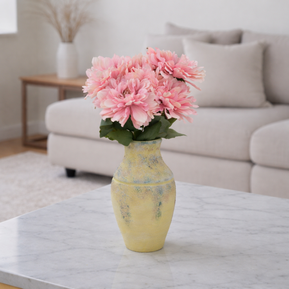 Yapay Çiçek 7li Dahlia Demeti 33 cm Pudra Pembe