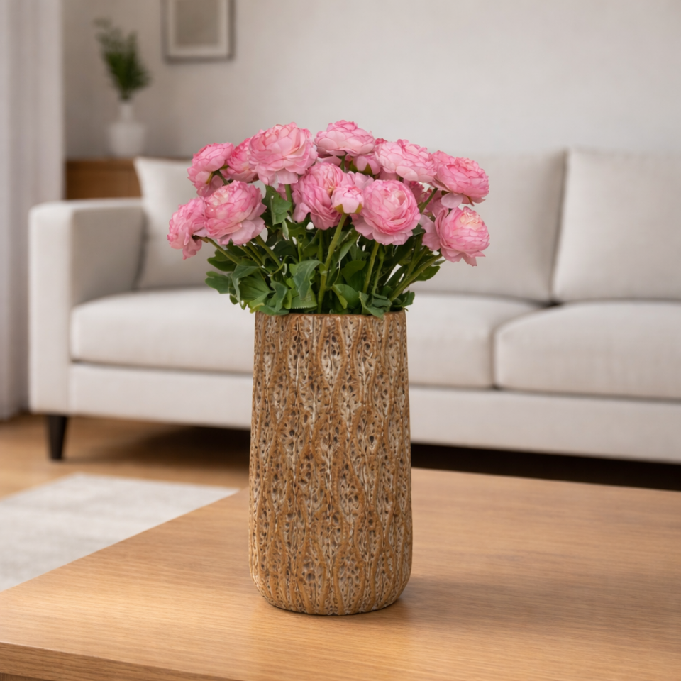 Yapay Çiçek 3lü Şakayık Ranunculus Dalı 50 cm Pembe