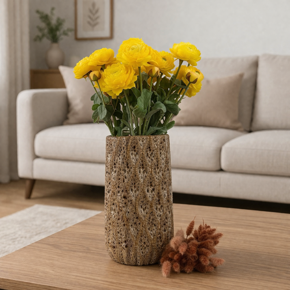 Yapay Çiçek 3lü Şakayık Ranunculus Dalı 50 cm Sarı