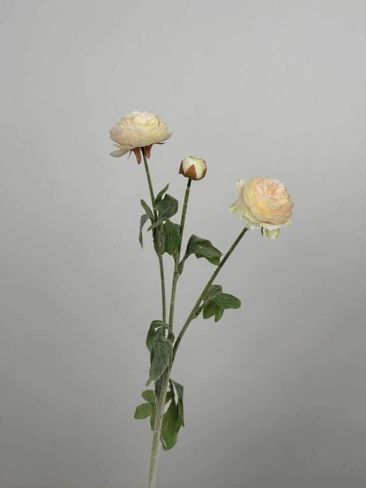 Yapay Çiçek 3lü Şakayık Ranunculus Dalı 50 cm Somon