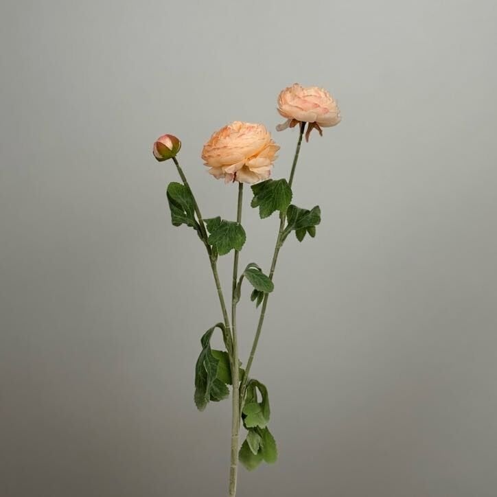 Yapay Çiçek 3lü Şakayık Ranunculus Dalı 50 cm Somon
