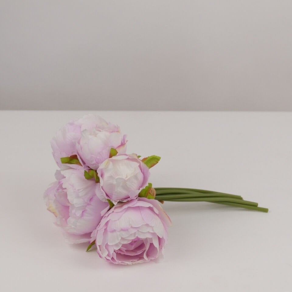 Yapay Çiçek 6lı ipek Peony Şakayık Gül Demeti 25 cm Lila