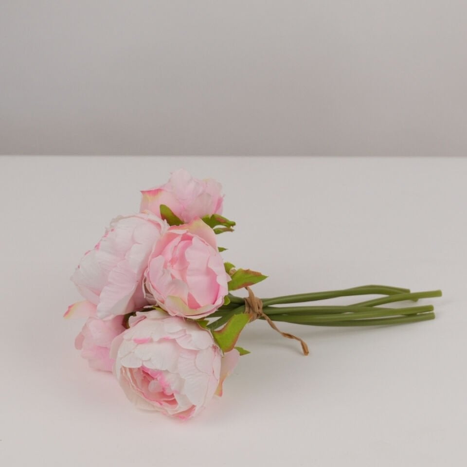 Yapay Çiçek 6lı ipek Peony Şakayık Gül Demeti 25 cm Pembe