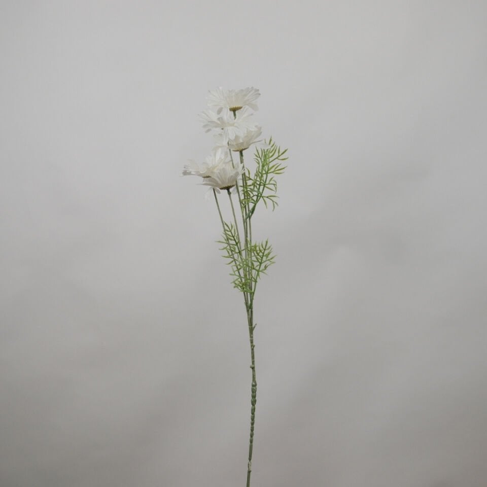 Yapay Çiçek 5 Çiçekli iskandinav Papatya Dalı 80 cm Beyaz